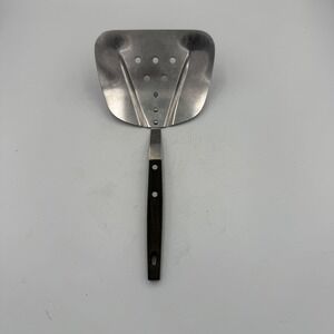 Vintage Household Stainless Steel Curved Spatula Wide Perforated Turner Japan